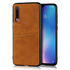 Xiaomi Mi 9用ケース 高級感 手触り良いレザー柄 Xiaomi オレンジ