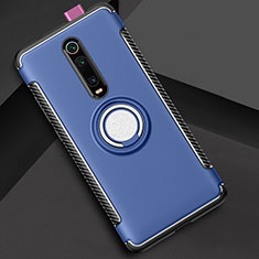 Xiaomi Mi 9T Pro用ハイブリットバンパーケース プラスチック アンド指輪 マグネット式 R04 Xiaomi ブルー