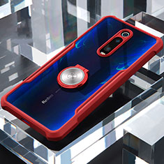 Xiaomi Mi 9T Pro用360度 フルカバーハイブリットバンパーケース クリア透明 プラスチック 鏡面 アンド指輪 マグネット式 Xiaomi レッド