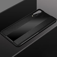 Xiaomi Mi A3用シリコンケース ソフトタッチラバー レザー柄 カバー H02 Xiaomi ブラック