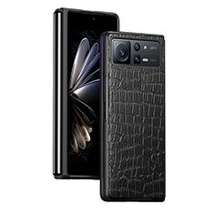 Xiaomi Mix Fold 2 5G用ハイブリットバンパーケース 高級感 手触り良いレザー柄 兼プラスチック S07 Xiaomi ブラック