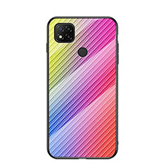 Xiaomi POCO C3用ハイブリットバンパーケース プラスチック 鏡面 虹 グラデーション 勾配色 カバー LS2 Xiaomi ピンク