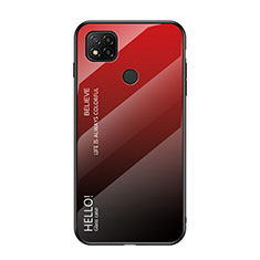 Xiaomi POCO C31用ハイブリットバンパーケース プラスチック 鏡面 虹 グラデーション 勾配色 カバー LS1 Xiaomi レッド