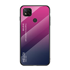 Xiaomi POCO C31用ハイブリットバンパーケース プラスチック 鏡面 虹 グラデーション 勾配色 カバー LS1 Xiaomi ローズレッド
