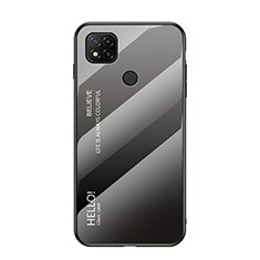 Xiaomi POCO C31用ハイブリットバンパーケース プラスチック 鏡面 虹 グラデーション 勾配色 カバー LS1 Xiaomi ダークグレー