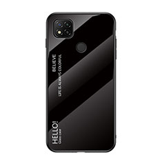Xiaomi POCO C31用ハイブリットバンパーケース プラスチック 鏡面 虹 グラデーション 勾配色 カバー LS1 Xiaomi ブラック