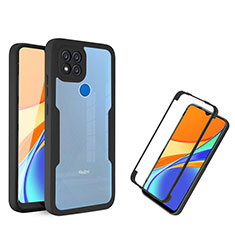 Xiaomi POCO C31用360度 フルカバー ハイブリットバンパーケース クリア透明 プラスチック カバー MJ1 Xiaomi ブラック