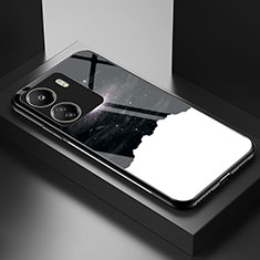 Xiaomi Poco C65用ハイブリットバンパーケース プラスチック パターン 鏡面 カバー LS2 Xiaomi ブラック
