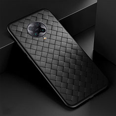 Xiaomi Poco F2 Pro用シリコンケース ソフトタッチラバー レザー柄 カバー H02 Xiaomi ブラック