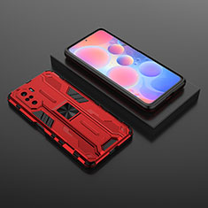 Xiaomi Poco F3 5G用ハイブリットバンパーケース スタンド プラスチック 兼シリコーン カバー マグネット式 KC1 Xiaomi レッド