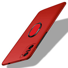 Xiaomi Poco F3 5G用ハードケース プラスチック 質感もマット アンド指輪 マグネット式 Xiaomi レッド