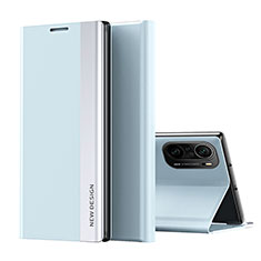 Xiaomi Poco F3 5G用手帳型 レザーケース スタンド カバー Q01H Xiaomi ブルー