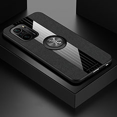 Xiaomi Poco F3 5G用極薄ソフトケース シリコンケース 耐衝撃 全面保護 アンド指輪 マグネット式 バンパー X01L Xiaomi ブラック