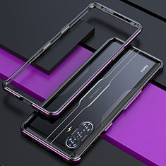 Xiaomi Poco F3 GT 5G用ケース 高級感 手触り良い アルミメタル 製の金属製 バンパー カバー S02 Xiaomi パープル