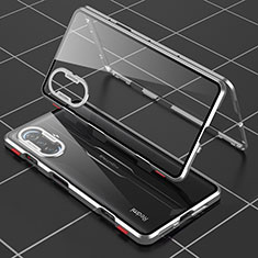 Xiaomi Poco F3 GT 5G用ケース 高級感 手触り良い アルミメタル 製の金属製 360度 フルカバーバンパー 鏡面 カバー Xiaomi シルバー