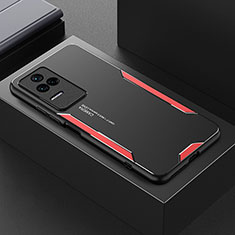 Xiaomi Poco F4 5G用ケース 高級感 手触り良い アルミメタル 製の金属製 兼シリコン カバー Xiaomi レッド