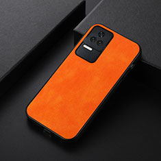 Xiaomi Poco F4 5G用ケース 高級感 手触り良いレザー柄 B06H Xiaomi オレンジ