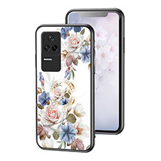 Xiaomi Poco F4 5G用ハイブリットバンパーケース プラスチック 鏡面 花 カバー S01 Xiaomi ホワイト