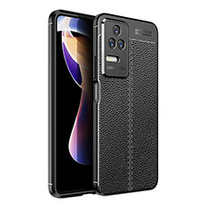 Xiaomi Poco F4 5G用シリコンケース ソフトタッチラバー レザー柄 カバー Xiaomi ブラック