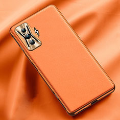 Xiaomi Poco F4 GT 5G用ケース 高級感 手触り良いレザー柄 Xiaomi オレンジ