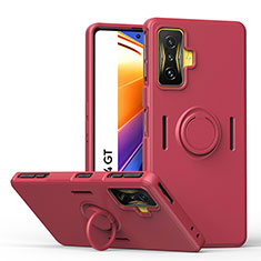 Xiaomi Poco F4 GT 5G用極薄ソフトケース シリコンケース 耐衝撃 全面保護 アンド指輪 マグネット式 バンパー QW1 Xiaomi ワインレッド