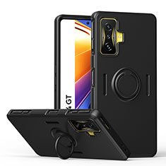 Xiaomi Poco F4 GT 5G用極薄ソフトケース シリコンケース 耐衝撃 全面保護 アンド指輪 マグネット式 バンパー QW1 Xiaomi ブラック