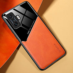 Xiaomi Poco F4 GT 5G用シリコンケース ソフトタッチラバー レザー柄 アンドマグネット式 Xiaomi オレンジ