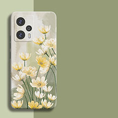 Xiaomi Poco F5 5G用シリコンケース ソフトタッチラバー 花 Xiaomi グリーン