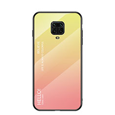 Xiaomi Poco M2 Pro用ハイブリットバンパーケース プラスチック 鏡面 虹 グラデーション 勾配色 カバー Xiaomi イエロー