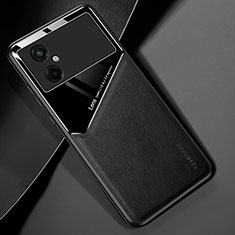 Xiaomi Poco M4 5G用シリコンケース ソフトタッチラバー レザー柄 アンドマグネット式 Xiaomi ブラック