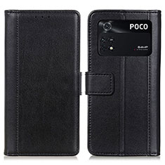 Xiaomi Poco M4 Pro 4G用手帳型 レザーケース スタンド カバー N02P Xiaomi ブラック