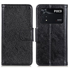 Xiaomi Poco M4 Pro 4G用手帳型 レザーケース スタンド カバー N05P Xiaomi ブラック