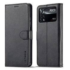 Xiaomi Poco M4 Pro 4G用手帳型 レザーケース スタンド カバー LC1 Xiaomi ブラック