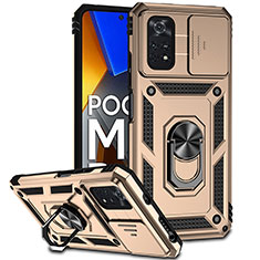 Xiaomi Poco M4 Pro 4G用ハイブリットバンパーケース プラスチック アンド指輪 マグネット式 QW3 Xiaomi ゴールド