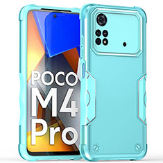 Xiaomi Poco M4 Pro 4G用ハイブリットバンパーケース プラスチック 兼シリコーン カバー QW1 Xiaomi ライトブルー