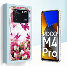 Xiaomi Poco M4 Pro 4G用シリコンケース ソフトタッチラバー バタフライ パターン カバー Y04B Xiaomi レッド