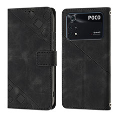 Xiaomi Poco M4 Pro 4G用手帳型 レザーケース スタンド カバー YB3 Xiaomi ブラック