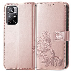 Xiaomi Poco M4 Pro 5G用手帳型 レザーケース スタンド 花 カバー Xiaomi ピンク