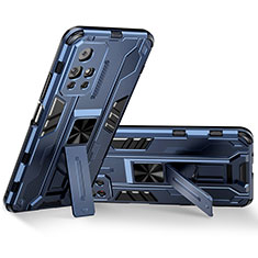Xiaomi Poco M4 Pro 5G用ハイブリットバンパーケース スタンド プラスチック 兼シリコーン カバー マグネット式 KC3 Xiaomi ネイビー
