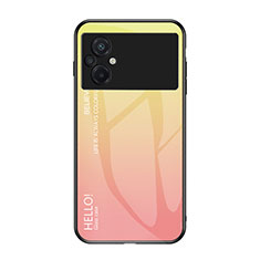 Xiaomi Poco M5 4G用ハイブリットバンパーケース プラスチック 鏡面 虹 グラデーション 勾配色 カバー LS1 Xiaomi イエロー