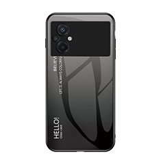 Xiaomi Poco M5 4G用ハイブリットバンパーケース プラスチック 鏡面 虹 グラデーション 勾配色 カバー LS1 Xiaomi ダークグレー