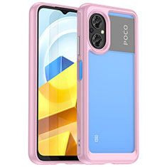 Xiaomi Poco M5 4G用ハイブリットバンパーケース クリア透明 プラスチック カバー J01S Xiaomi ピンク