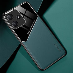 Xiaomi Poco M6 Pro 5G用シリコンケース ソフトタッチラバー レザー柄 アンドマグネット式 Xiaomi グリーン