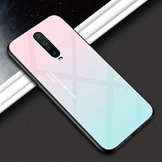 Xiaomi Poco X2用ハイブリットバンパーケース プラスチック 鏡面 虹 グラデーション 勾配色 カバー Xiaomi ピンク
