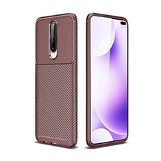 Xiaomi Poco X2用シリコンケース ソフトタッチラバー ツイル カバー Xiaomi ブラウン