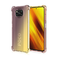 Xiaomi Poco X3用極薄ソフトケース グラデーション 勾配色 クリア透明 Xiaomi ブラウン