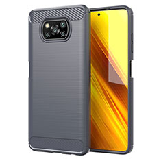 Xiaomi Poco X3 NFC用シリコンケース ソフトタッチラバー ライン カバー Xiaomi グレー