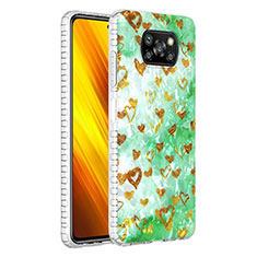 Xiaomi Poco X3 NFC用シリコンケース ソフトタッチラバー バタフライ パターン カバー Y04B Xiaomi グリーン