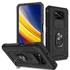 Xiaomi Poco X3 NFC用ハイブリットバンパーケース プラスチック アンド指輪 マグネット式 MQ4 Xiaomi ブラック