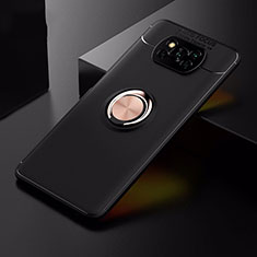 Xiaomi Poco X3 Pro用極薄ソフトケース シリコンケース 耐衝撃 全面保護 アンド指輪 マグネット式 バンパー Xiaomi ゴールド・ブラック